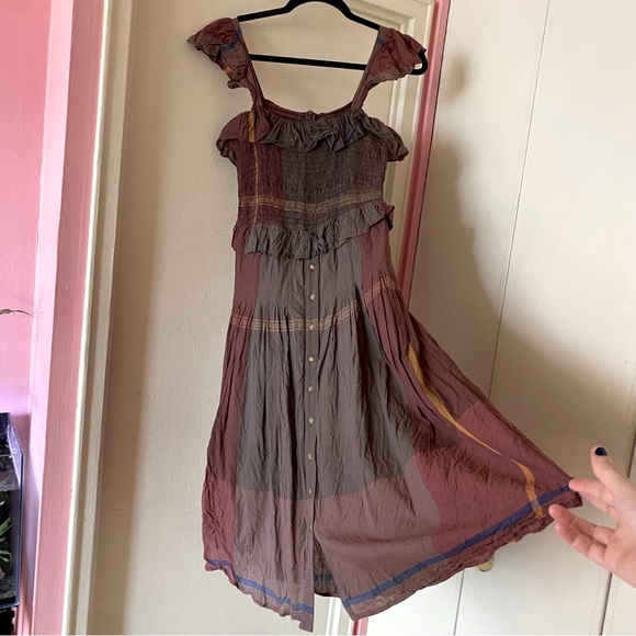 Sea New York Dresses & Skirts - Sea New York Grey and Burgundy Plaid Smock Dress with Elastic Top